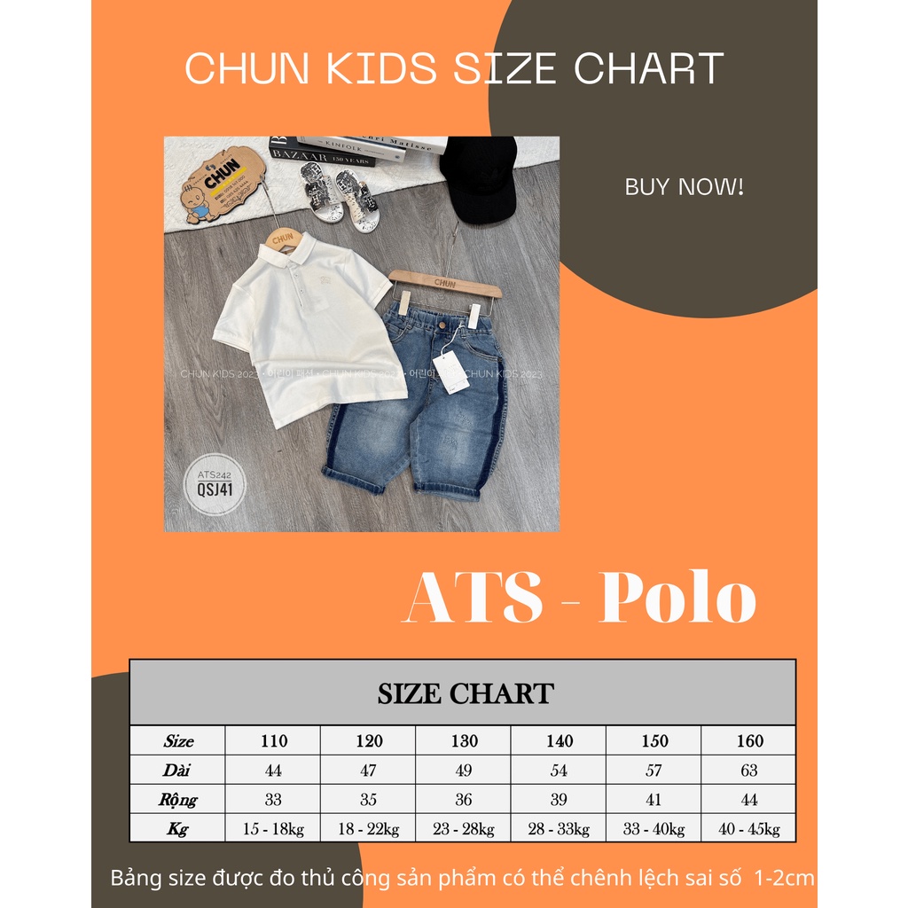 ATS241 - ÁO polo GI VEN CHY trái tim cho Bé