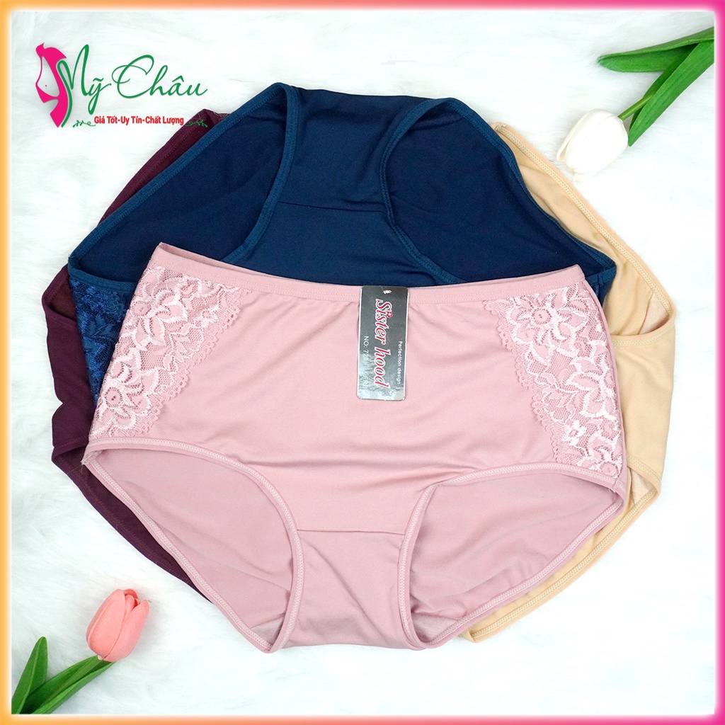 Quần Lót Bigsize Nữ Thái Lan Thun Lạnh Phối Ren Bên Hông Cạp Cao Siêu Bền Sisterhood 729, Mỹ Châu Shop