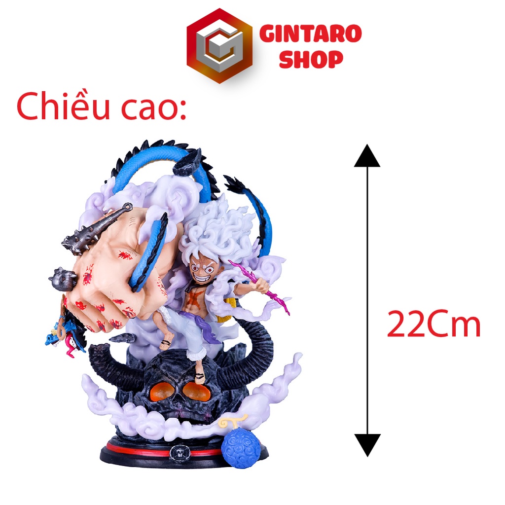 Mô hình One Piece Luffy Gear 5 phiên bản chiến đấu bóp Kaido cực ngầu và chi tiết, Mô hình Luffy Gear 5 cao 22Cm FullBox