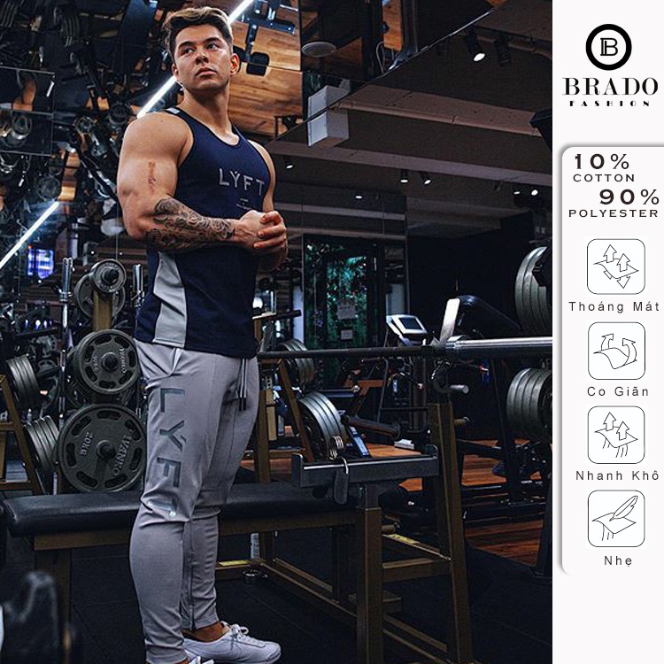 Áo Thun Ba Lỗ Nam Thể Thao, Tập Gym LYFT-A01BL