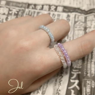 (XẢ HÀNG) Nhẫn hạt cườm basic màu pastel, ánh xà cừ