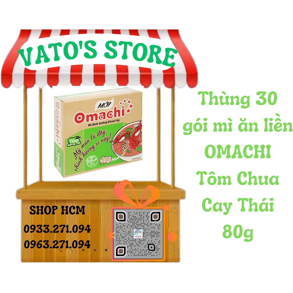 Thùng 30 gói mì khoai tây Omachi tôm chua cay thái 80g / Combo 6 gói mì khoai tây Omachi tôm chua cay thái 80g