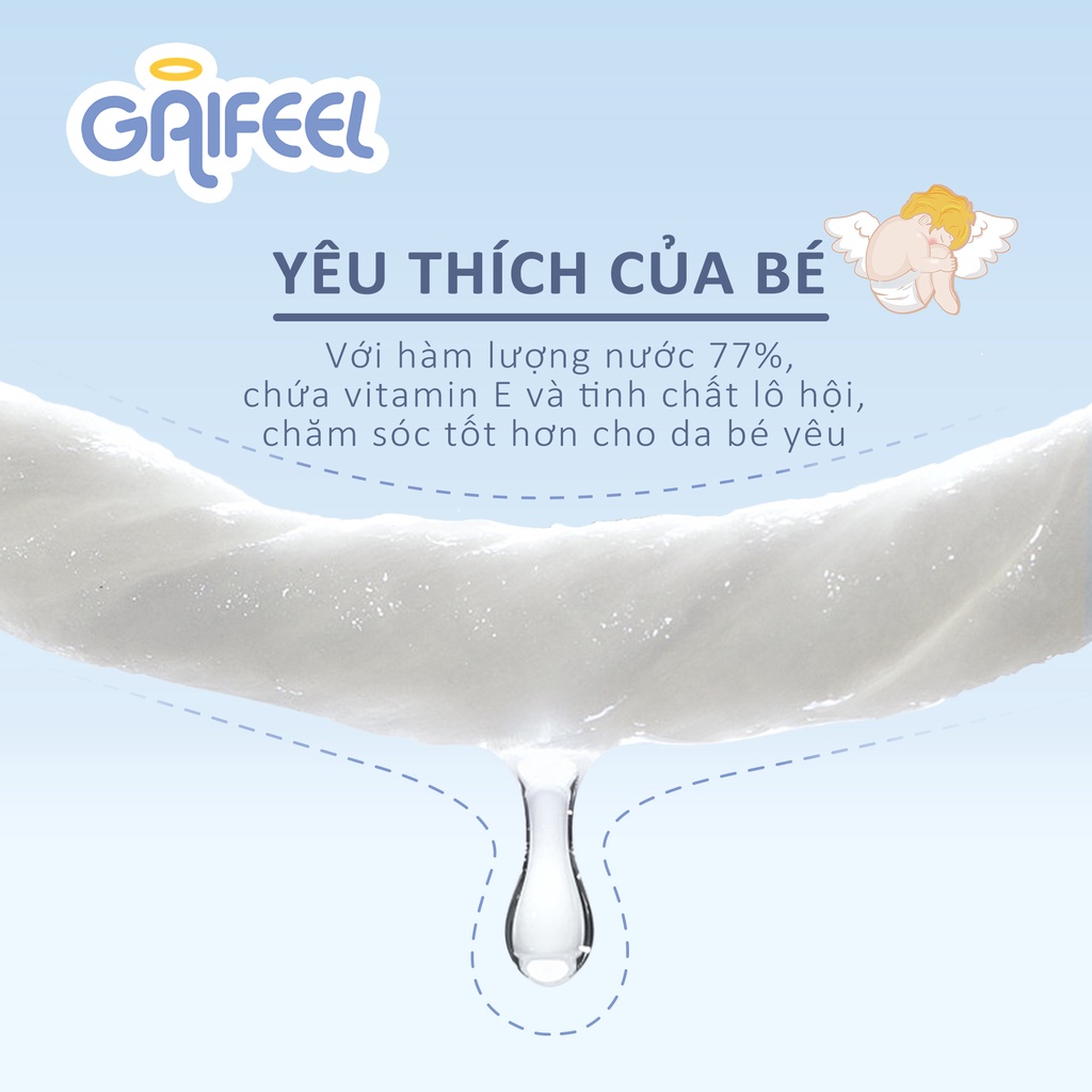 Set 10 gói/ 800 khăn giấy ướt GAIFEEL khăn ướt dành cho trẻ em