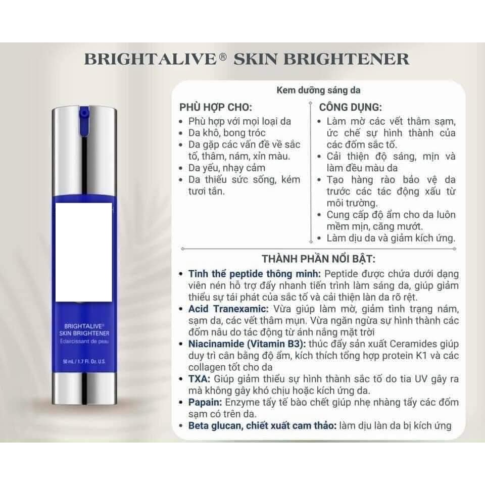 Kem Dưỡng Sáng Đều Màu Căng Bóng Da BRIGHTALIVE SKIN BRIGHTENER 50ML