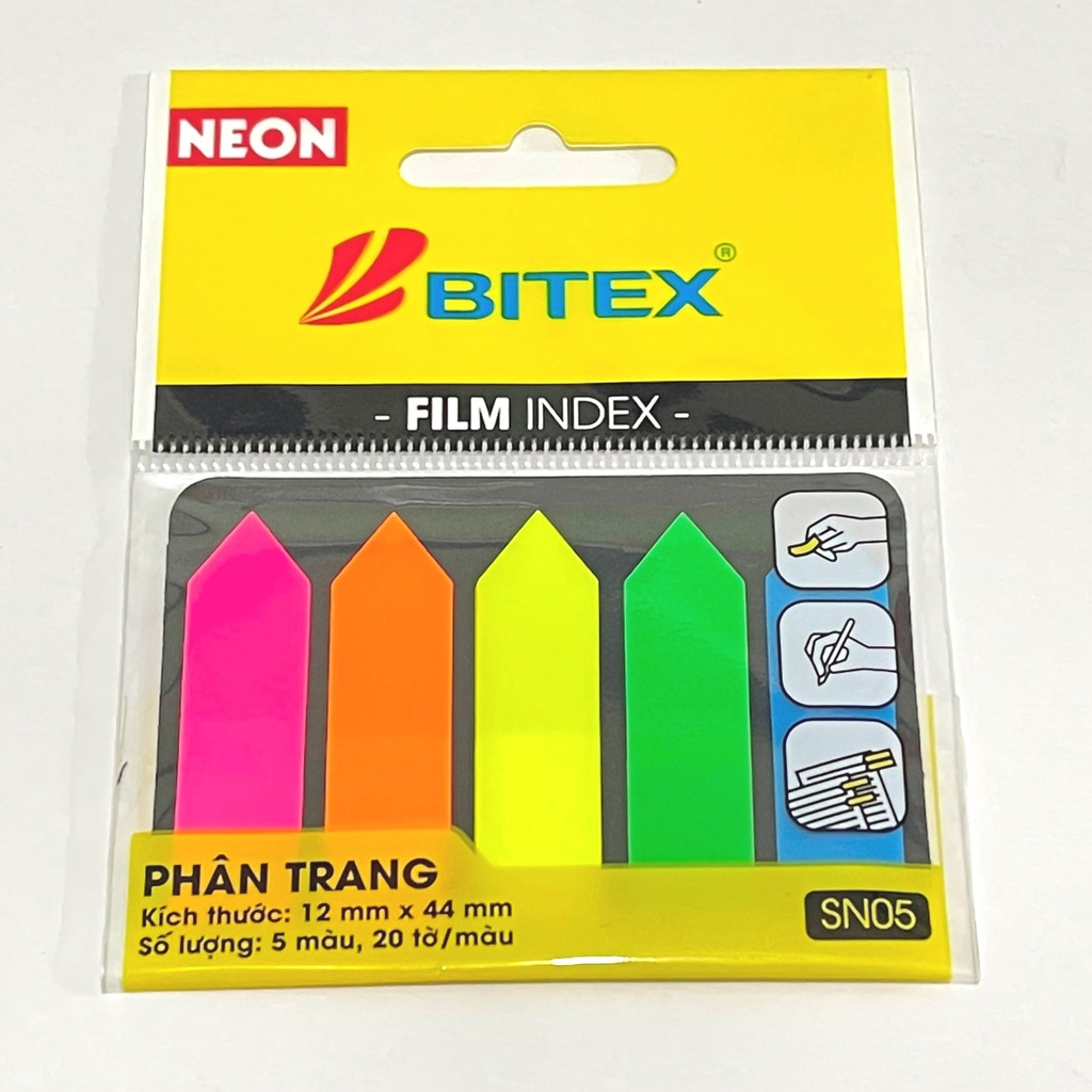 Giấy note/ghi nhớ/phân trang Pronoti/ Bitex 5 màu nhựa