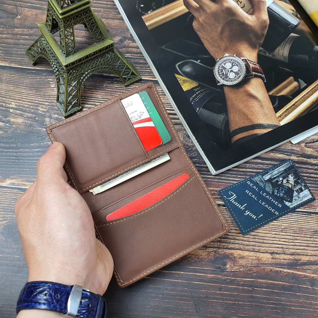 Ví mini nam nữ da bò thật MN114A  - 100% da bò thật, BH 3 năm, ví nhỏ