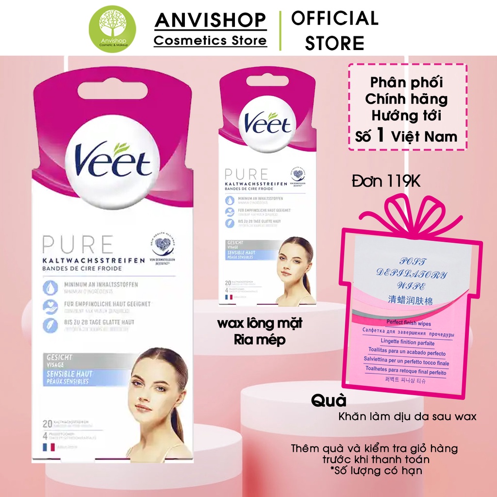 Veet wax strips face - Wax ria mép Veet, Miếng dán tẩy lông mặt VEET ANVISHOP