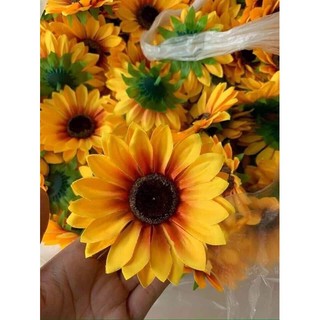 Đầu bông hoa hướng dương lụa trang trí
