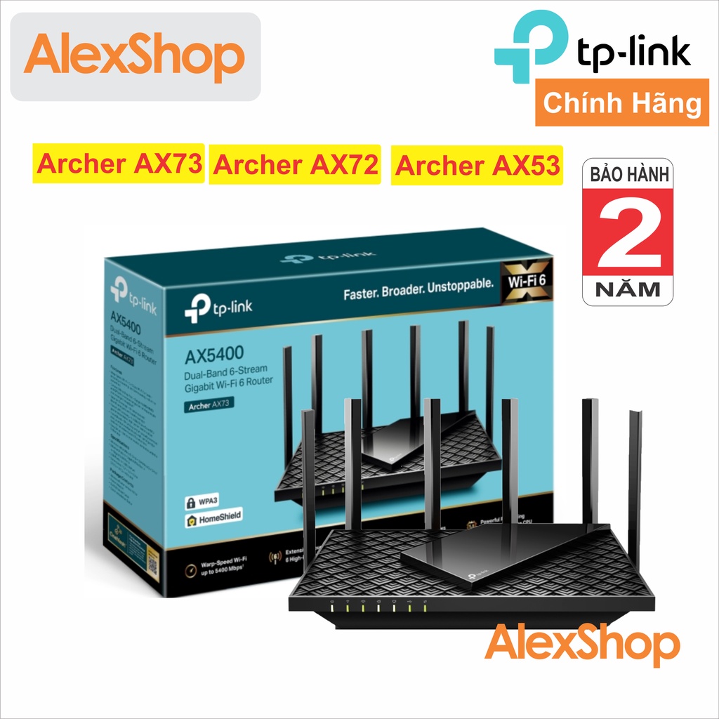 Archer AX73 / AX72 / AX53 Phát WiFi 6 Tp-Link One Mesh AX5400 / AX3000 Gigabit - Chính Hãng