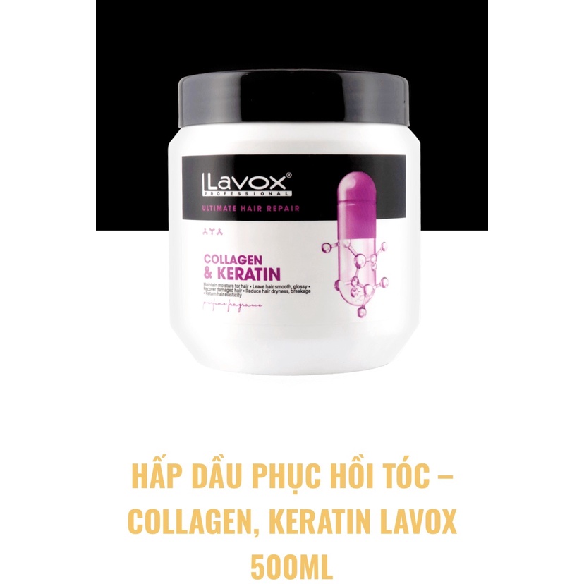HẤP DẦU PHỤC HỒI TÓC COLLAGEN & KERATIN LAVOX 500ML