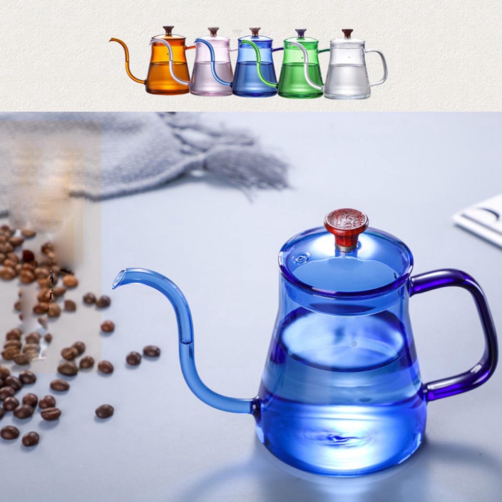 Ấm pha trà / cà phê nhỏ giọt shamjina cổ ngỗng bằng thủy tinh 350ml/600ml