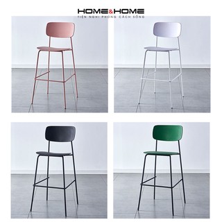 Ghế quầy bar nhựa đúc chân sắt home&home độc lạ - ghế bar cao cấp có tựa lưng ngồi quầy bếp, quán cafe decor đẹp