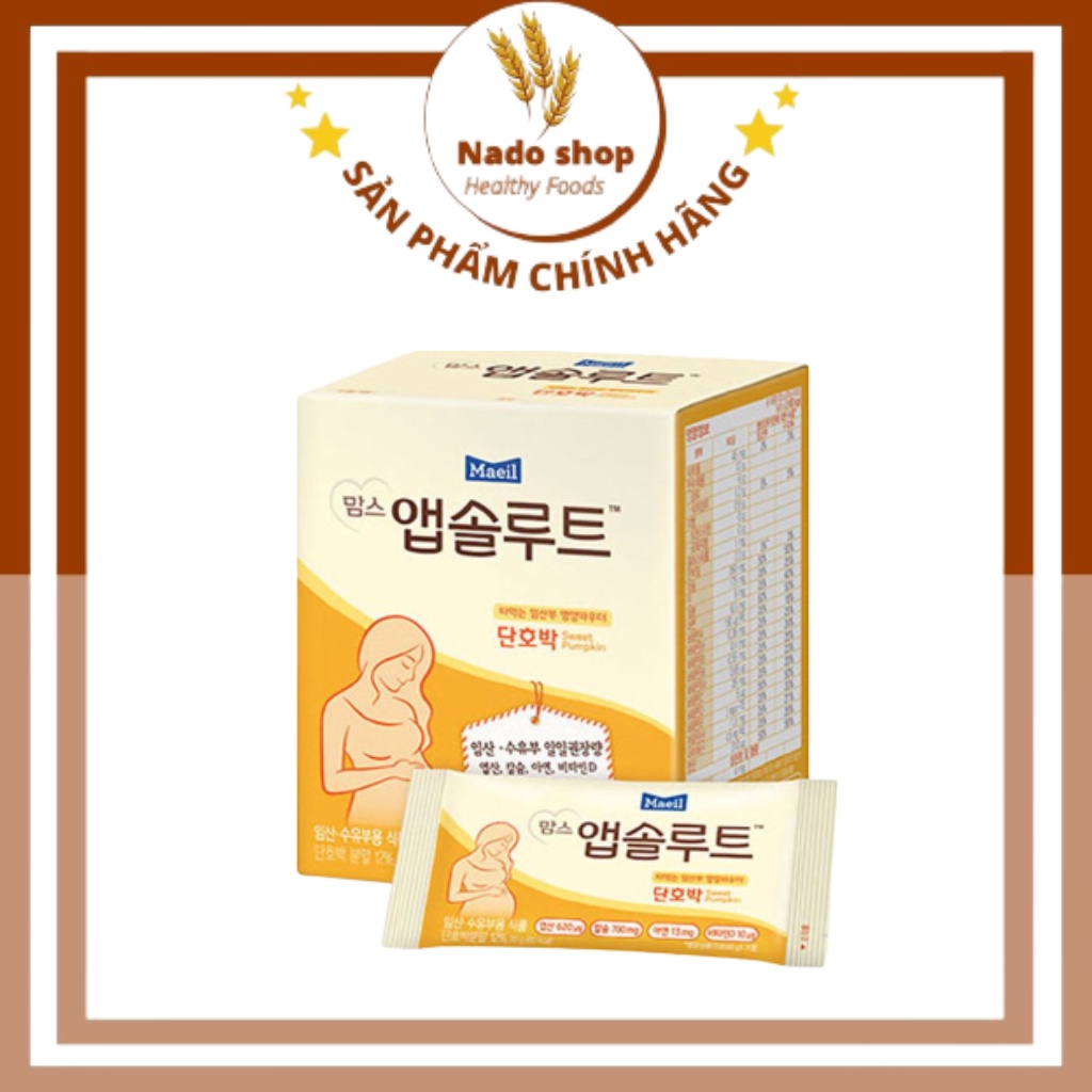 Sữa Bầu MAEIL Mom’s Absolute Hàn Quốc Hương Bí Ngô, Bổ Sung DHA Sắt Canxi Vị Ngon Dịu Dễ Uống (10 Gói x 20g)