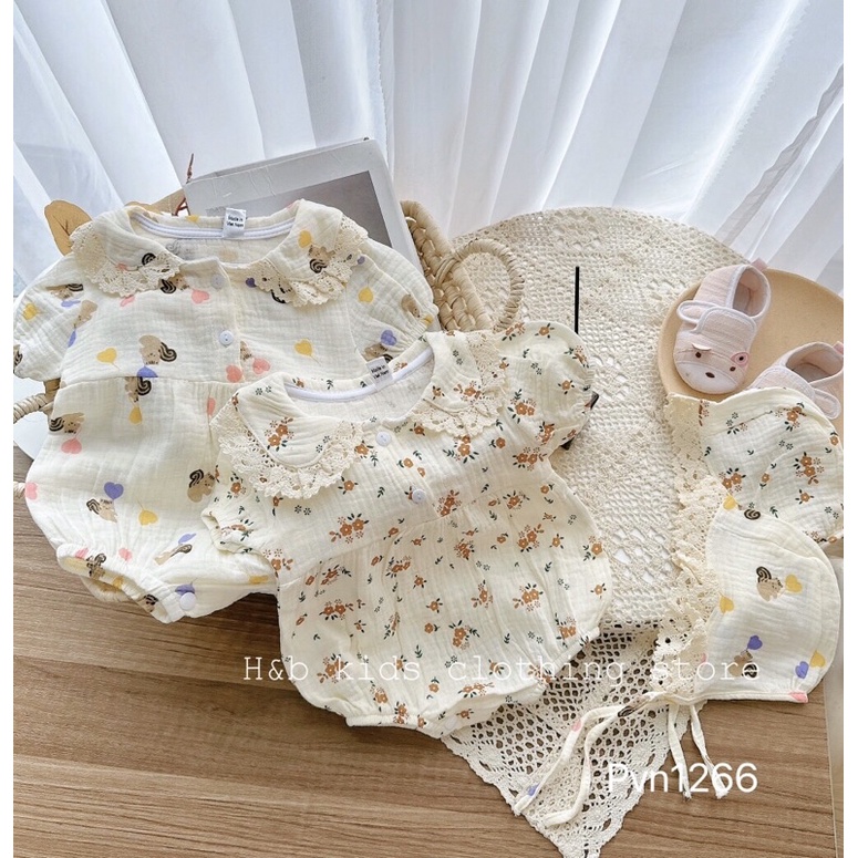 Body xô muslin kèm mũ cực xinh cho bé