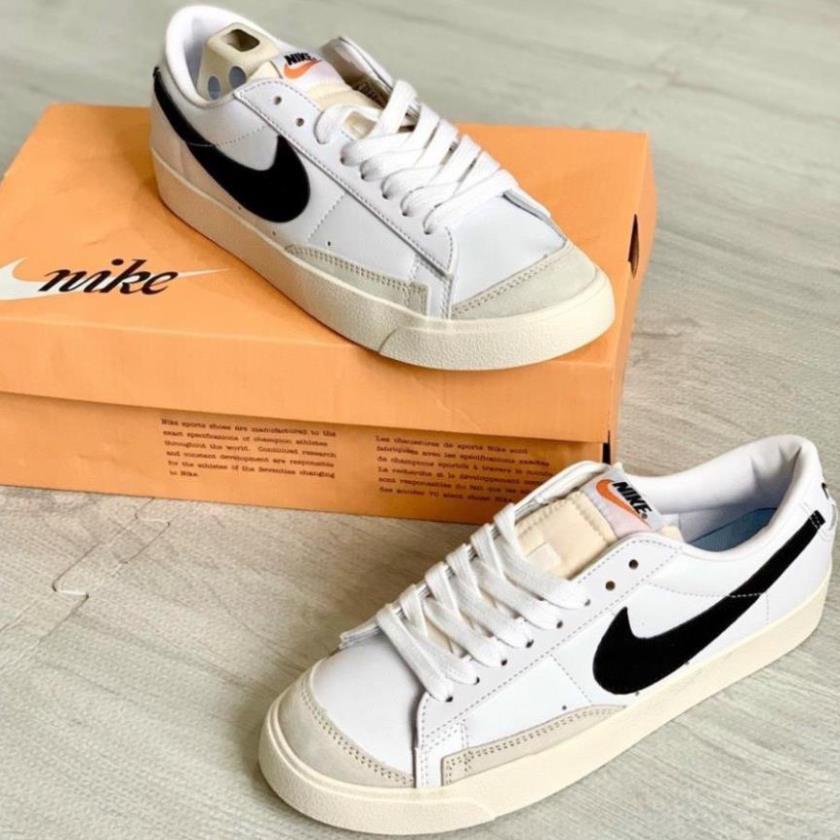 Giày Thể Thao Blazer Mid 77 Vintage White Black, Giày Sneaker Nam Nữ Blaze Đen Trắng cổ cao cổ thấp