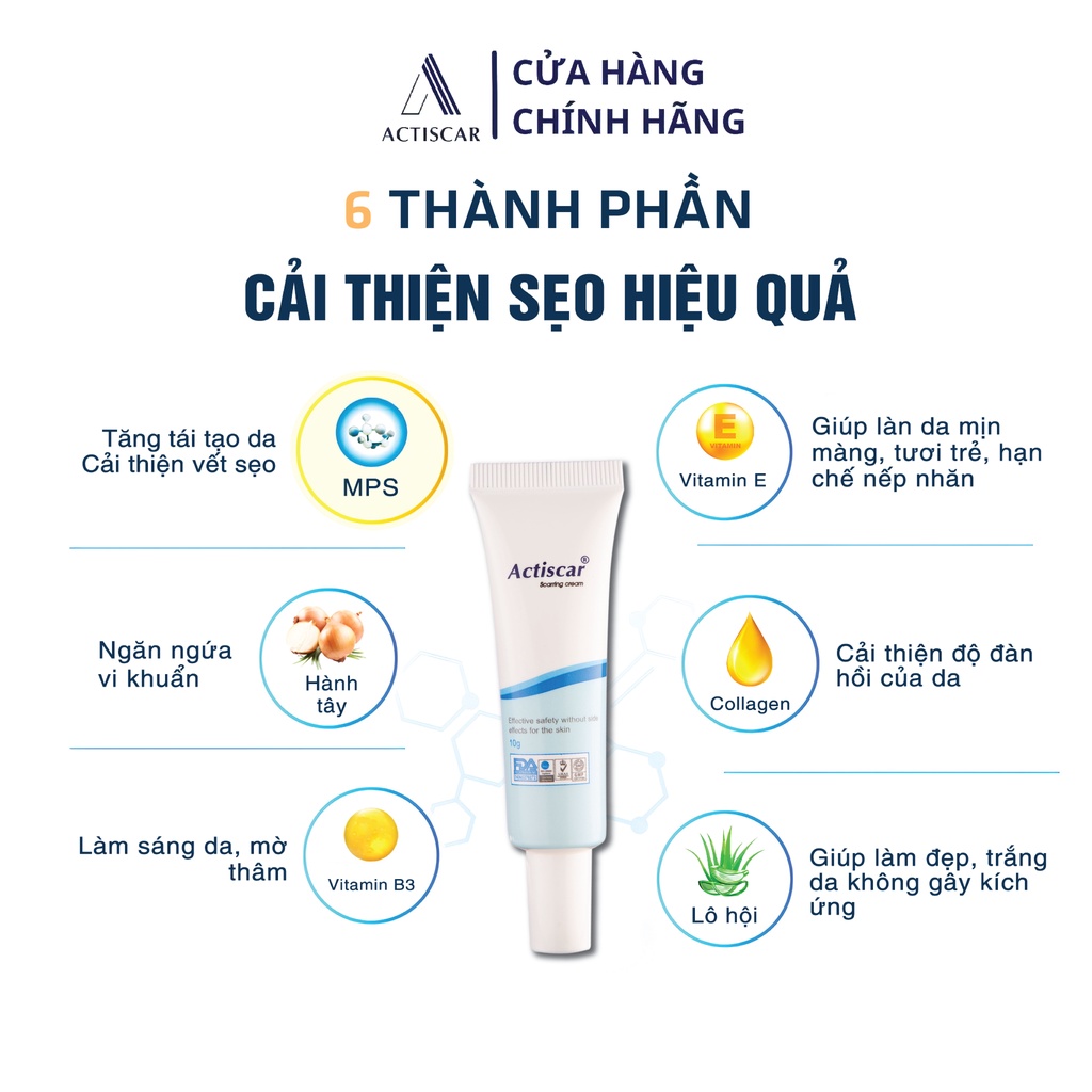 Kem Sẹo Actiscar Làm Xẹp Sẹo Lồi, Cải Thiện Sẹo Lõm, Sẹo Bỏng Và Sẹo Thâm 20g