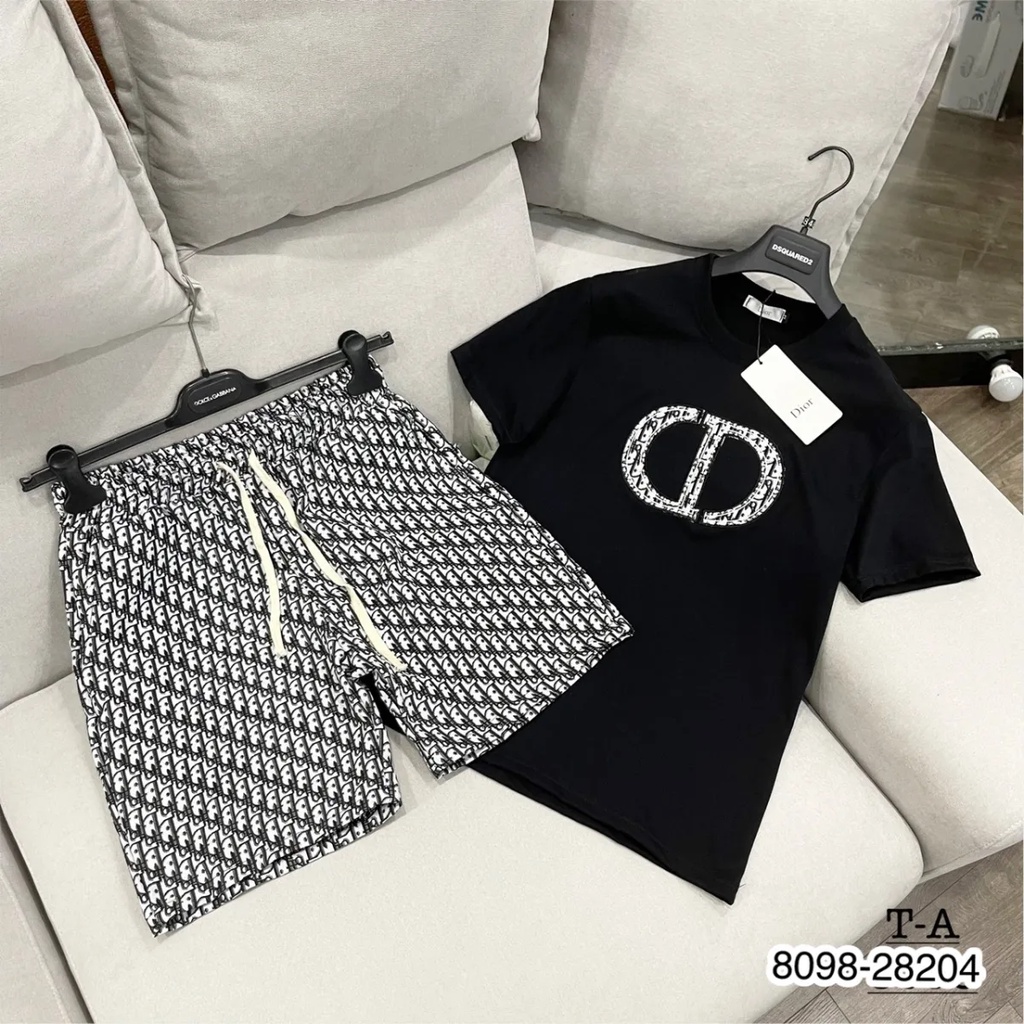 Set Bộ Quần Áo Nam Ngắn Tay Thêu Họa Tiết Cao Cấp Bộ Đồ Nam Chất Cotton Co Giãn 4 Chiều | BigBuy360 - bigbuy360.vn