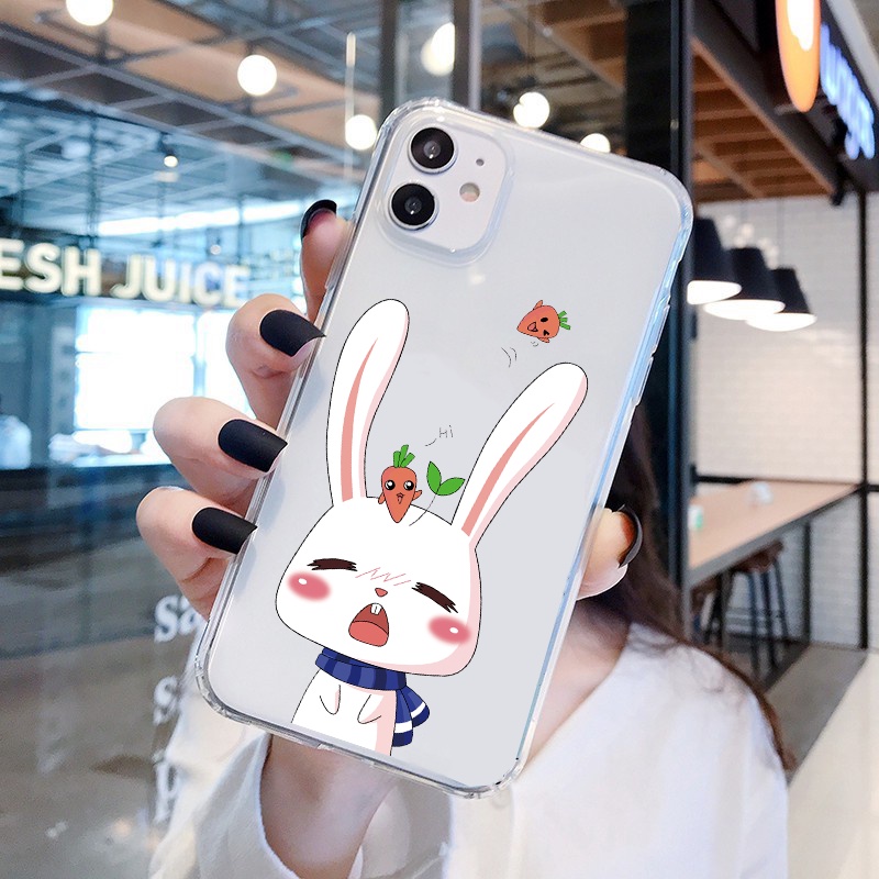 Ốp iphone silicon trong suốt in hình thỏ trắng dễ thương Chống Xước Chống Rơi iphone 14 13 12 11 Pro Max XS 8 7 6 Plus