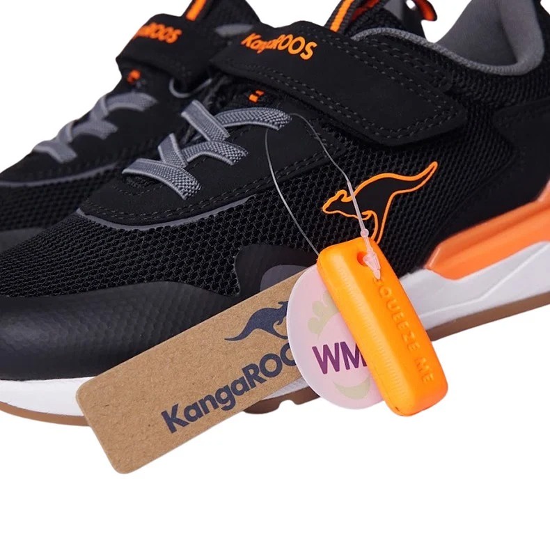 Giày quai dán trẻ em KangaRoos xuất Âu- Đen viền cam