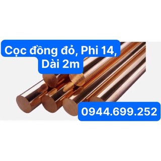 Cọc tiếp địa bằng đồng đỏ đặc, Phi 14, Dài 2m