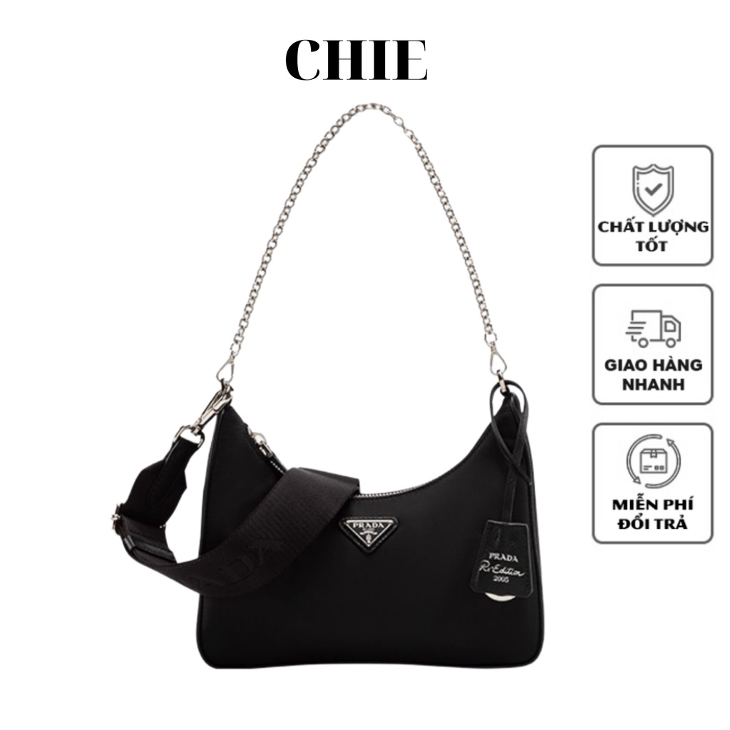 Túi Đeo Chéo Nữ P A R A D A Da Trơn Mềm Kèm Ví Nhỏ Sang Chảnh Size 23cm Chie PD01
