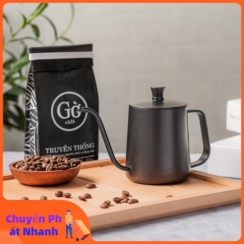 Bình rót cổ ngỗng - Bình pha cà phê inox 304 loại dày, có nắp - Gờ cafe