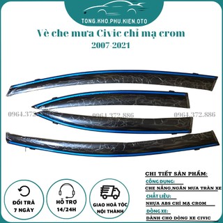 Vè che mưa xe Honda Civic 2008 - 2020, 2021 chỉ mạ crom cao cấp
