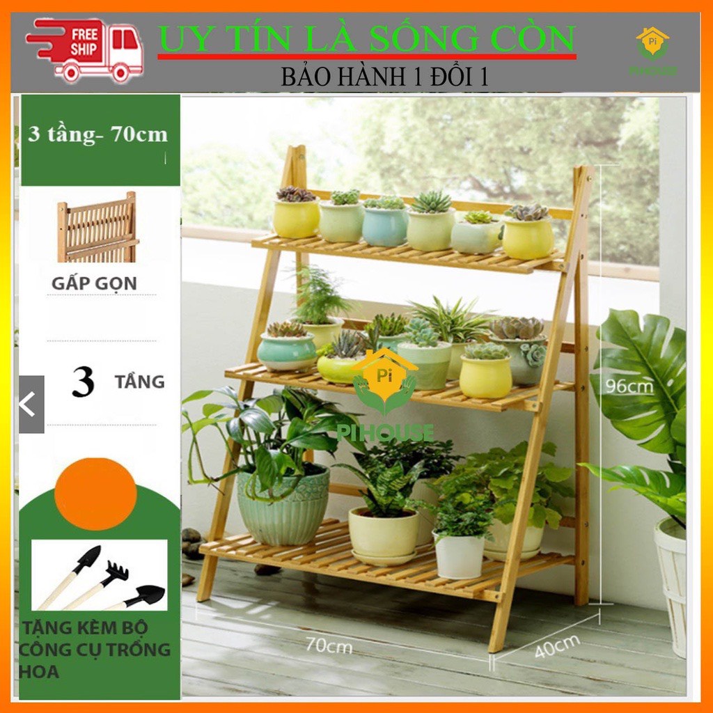 Giá,Kệ Để Chậu Hoa Cây Cảnh Chất Liệu Gỗ Tre Cao Cấp Không Mối Mọt Làm Đẹp Không Gian Nhà Bạn