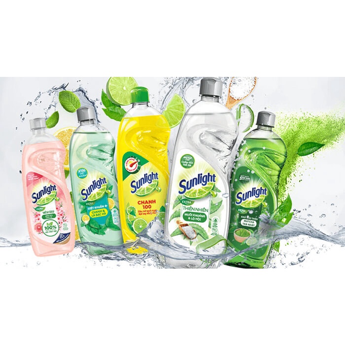 Nước rửa chén Sunlight chai 380g đủ màu