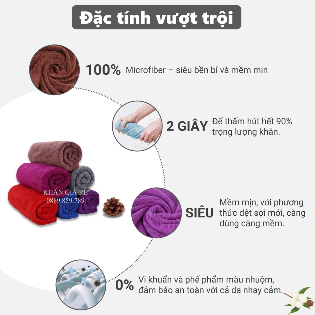 Khăn gội đầu salon 35*75 chất Microfiber mềm mịn thấm hút nước, Khăn quấn đầu spa loại dày cao cấp | BigBuy360 - bigbuy360.vn