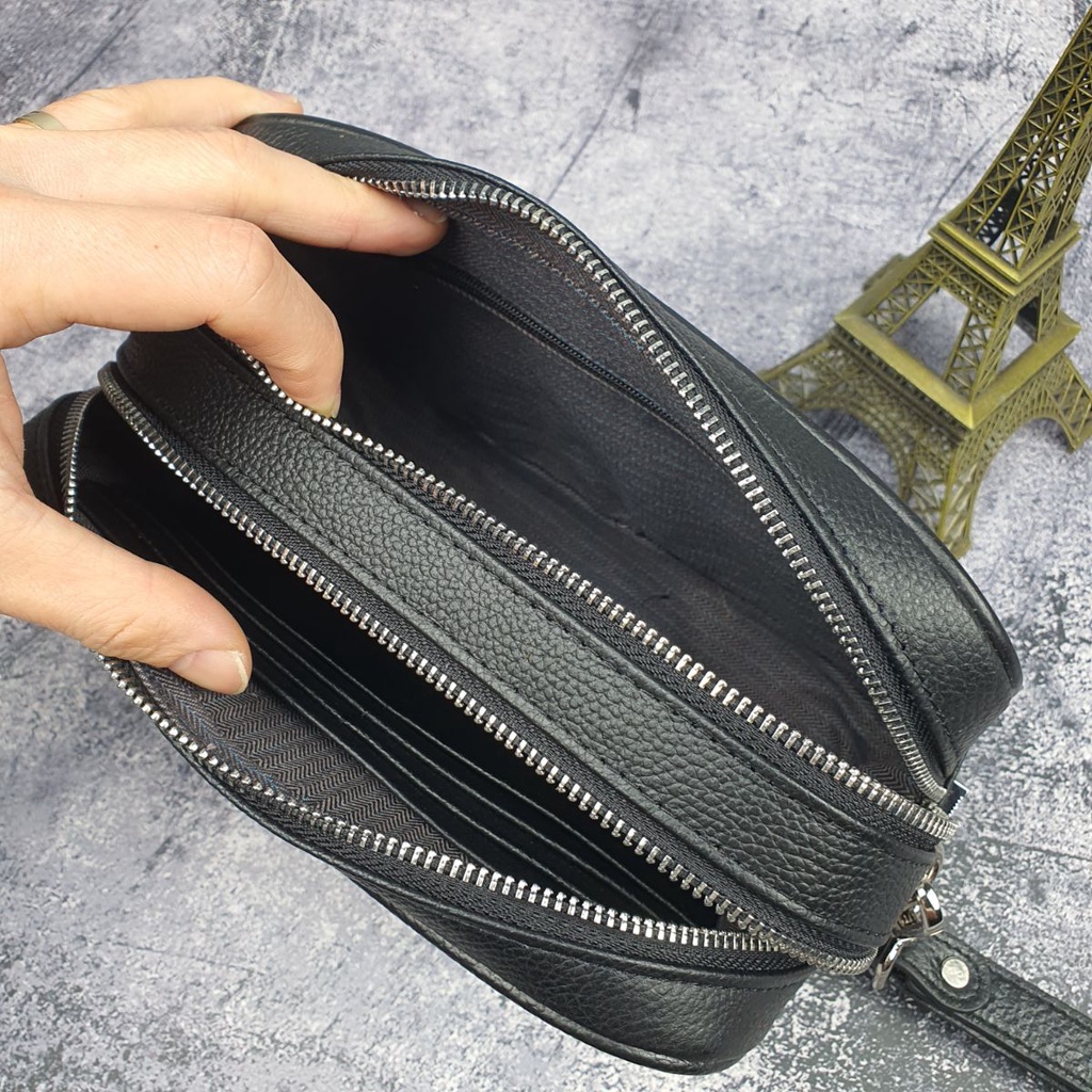 Clutch cầm tay da bò thật khóa số; Túi Golf nam da bò CL133LEA  - 100% da bò thật, BH 3 năm