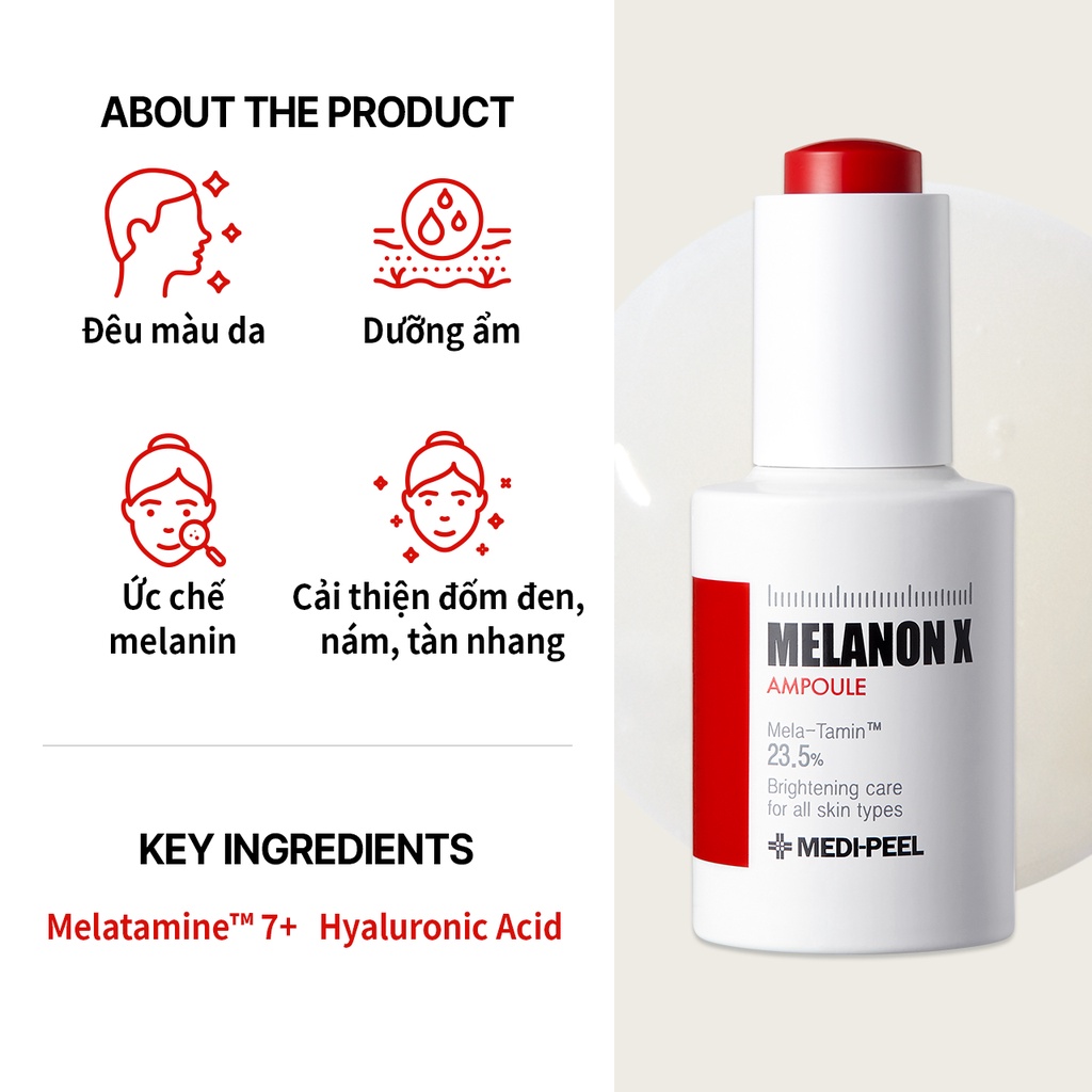 Medi-Peel Serum MEDIPEEL mờ nám tàn nhang sáng da ngăn ngừa lão hóa dưỡng da cấp ẩm làm trắng Melanon X Ampoule 30ml