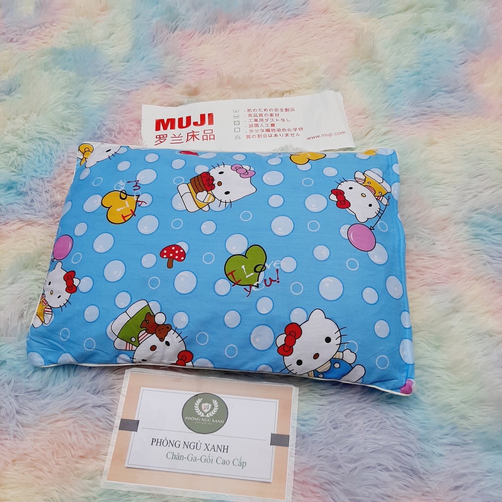 Gối cho bé sơ sinh Muji 25x40 cho trẻ em từ 0-3 tuổi 100%Cotton hàng chính hãng Phòng Ngủ Xanh thấm hút mồ hôi cực tốt