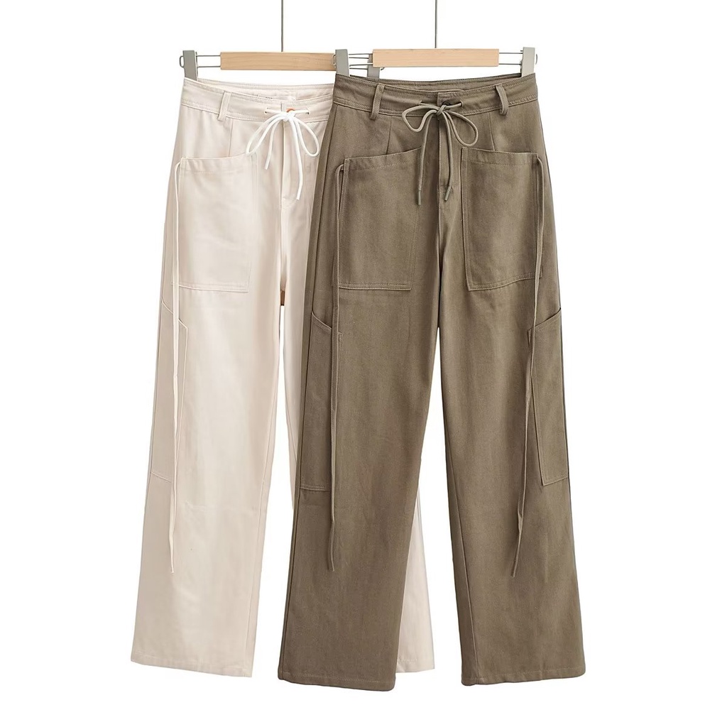 Quần Cargo Pants Nữ Ống Rộng Thiết Kế Túi ZIA, Quần Kaki Dây Rút Cạp Cao Hot Trend TDSHOP Quần kaki Túi Hộp nữ phối dây | BigBuy360 - bigbuy360.vn