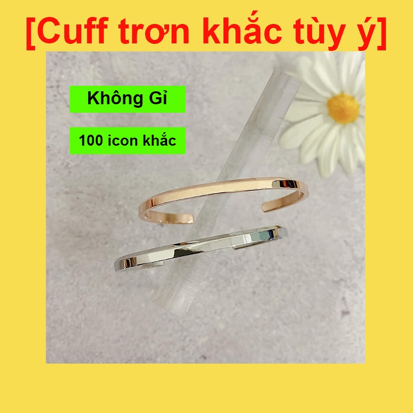 Vòng cuff trơn cặp đôi khắc tên 2 mặt - Vòng tay không gỉ in tên bảo hành 5 năm