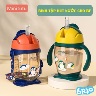 Bình Nước 300ml hãng Minitutu Chim Cánh Cụt Cho Bé Tập Hút Nước