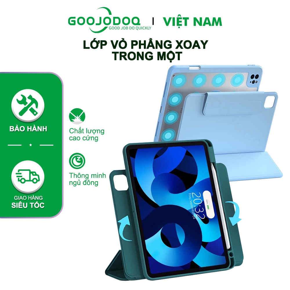 Bao da máy GOOJODOQ nâng cấp dành cho IPad 9th 8th Gen 10.2 Air 4/5 Pro 11 Có thể tháo rời từ tính với hộp đựng bút chì