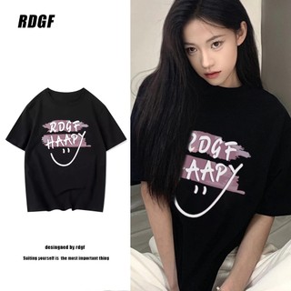  RDGF Áo Thun cotton Ngắn Tay Dáng Rộng Thời Trang Xuân Hè Dành Cho Nữ 