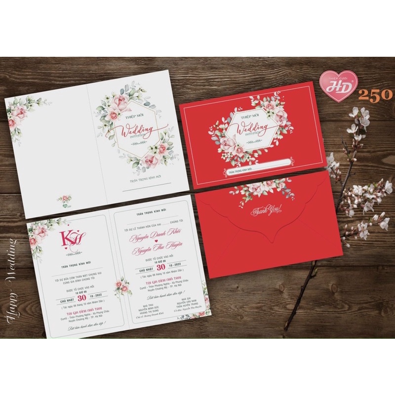 Thiệp cưới phong bì đỏ