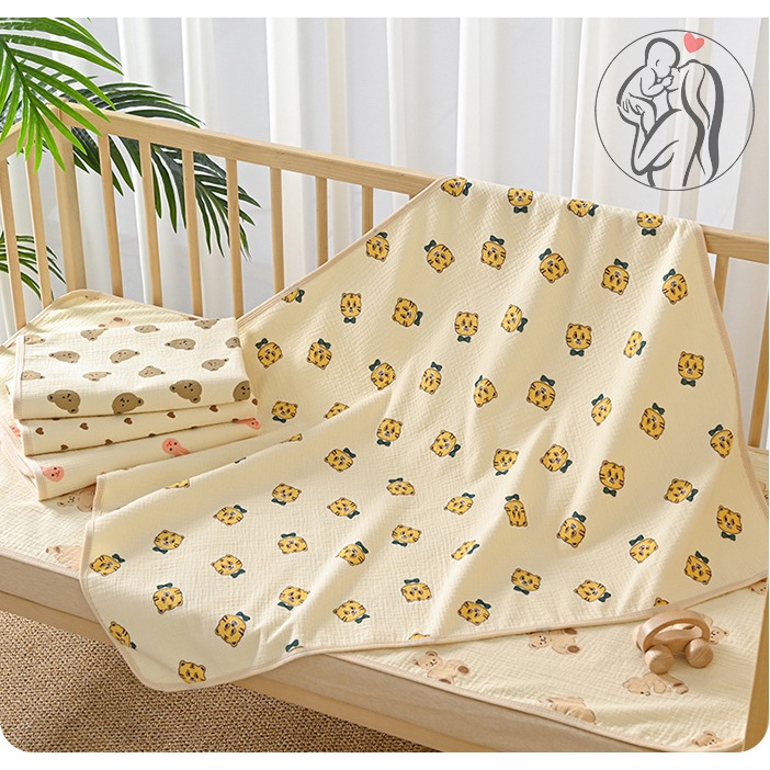 thảm lót chống thấm cho bé MUSLIN cao cấp họa tiết dễ thương chống thấm và thoáng khí 90x70cm