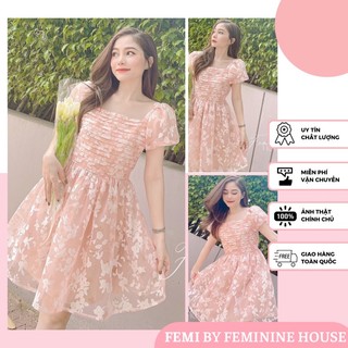 Đầm Hoa Taffa Xếp Nhún, đầm hoa nhí xinh xắn diện hè