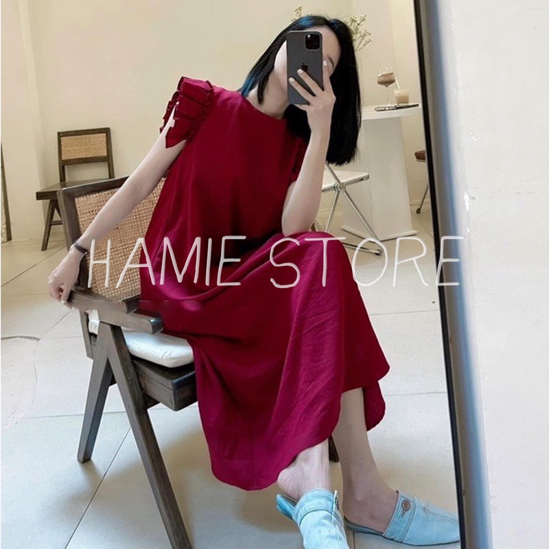 Đầm suông nữ dáng dài cánh tiên sát nách ND03, váy maxi suông dài qua gối