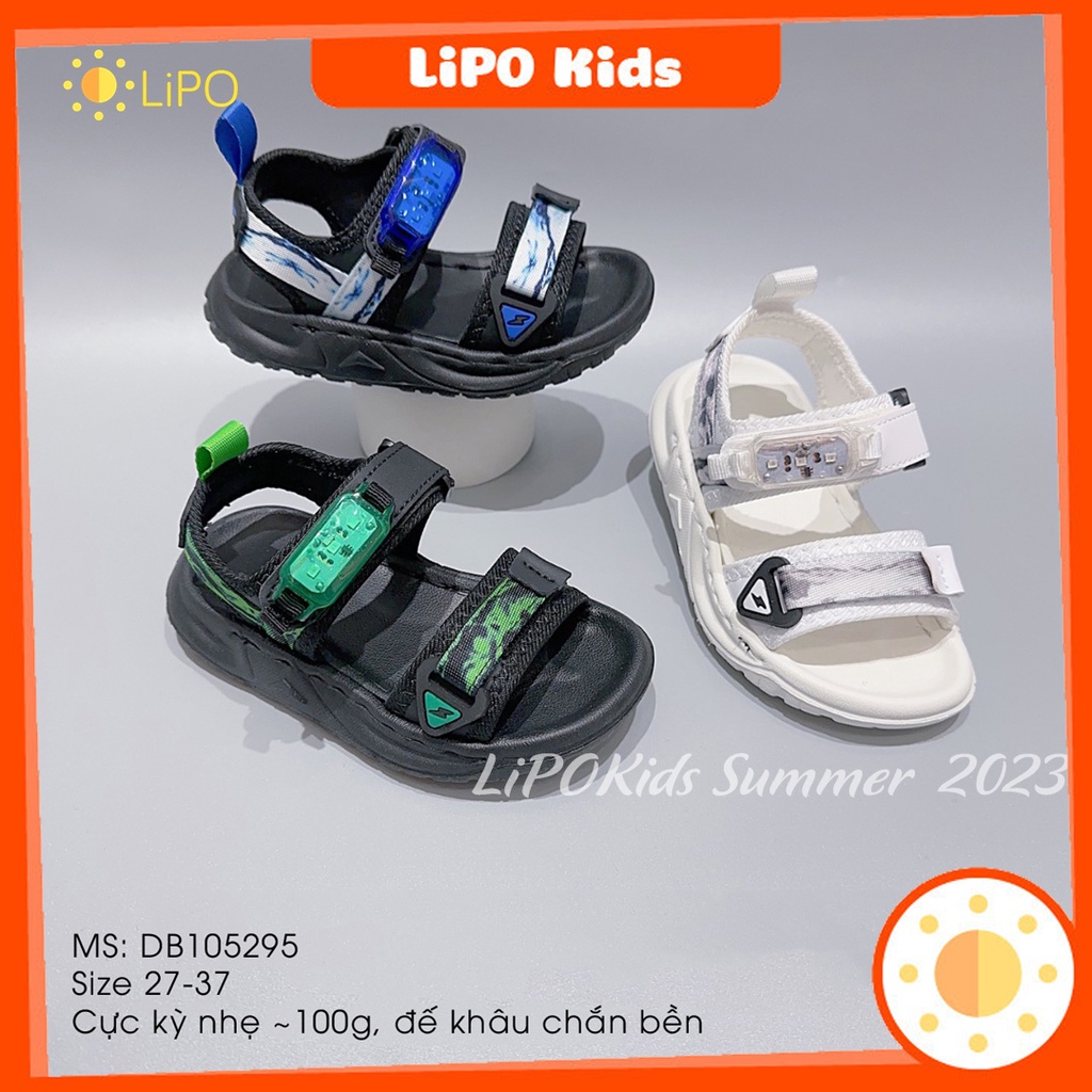 Sandal bé trai 3-9 tuổi quai dán, Xăng đan cho bé siêu nhẹ  đế mềm chống trơn trượt DB105 Lipokids