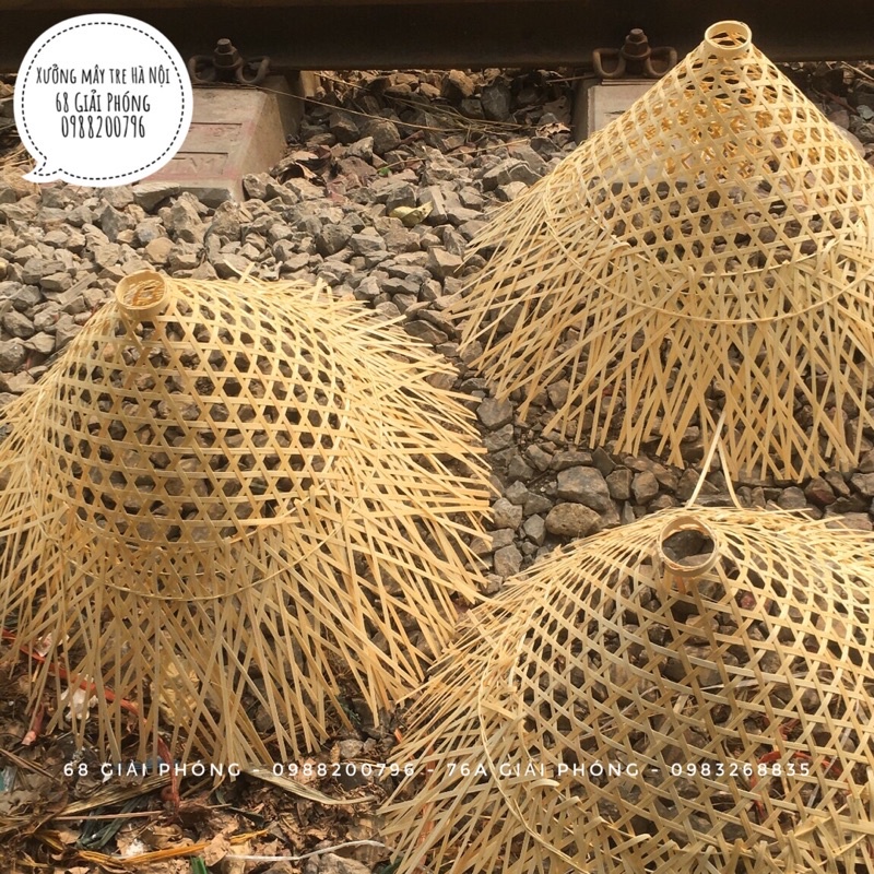 Đèn mây tre trang trí, đèn tre trang trí thả trần tua rua