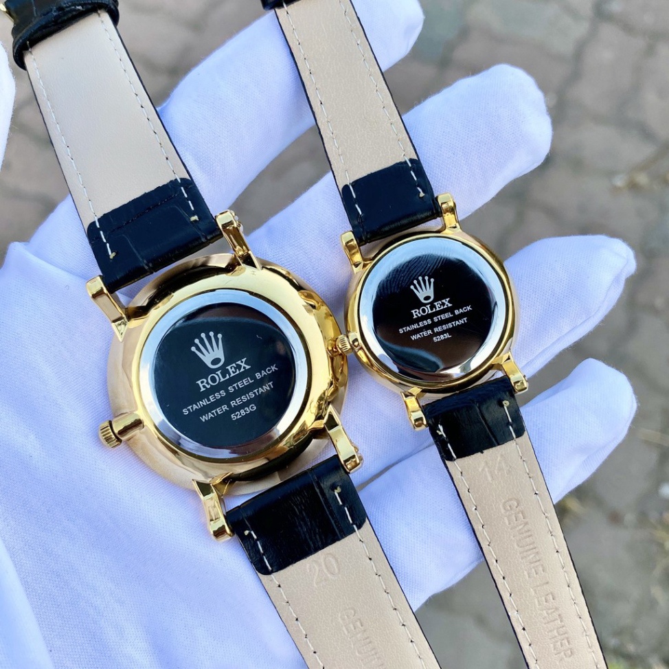 Đồng Hồ Nam , nữ dây da Rolex 075A DÂY DA Mặt TRẮNG Chống Xước, Chống Nước-Giá 1 chiếc