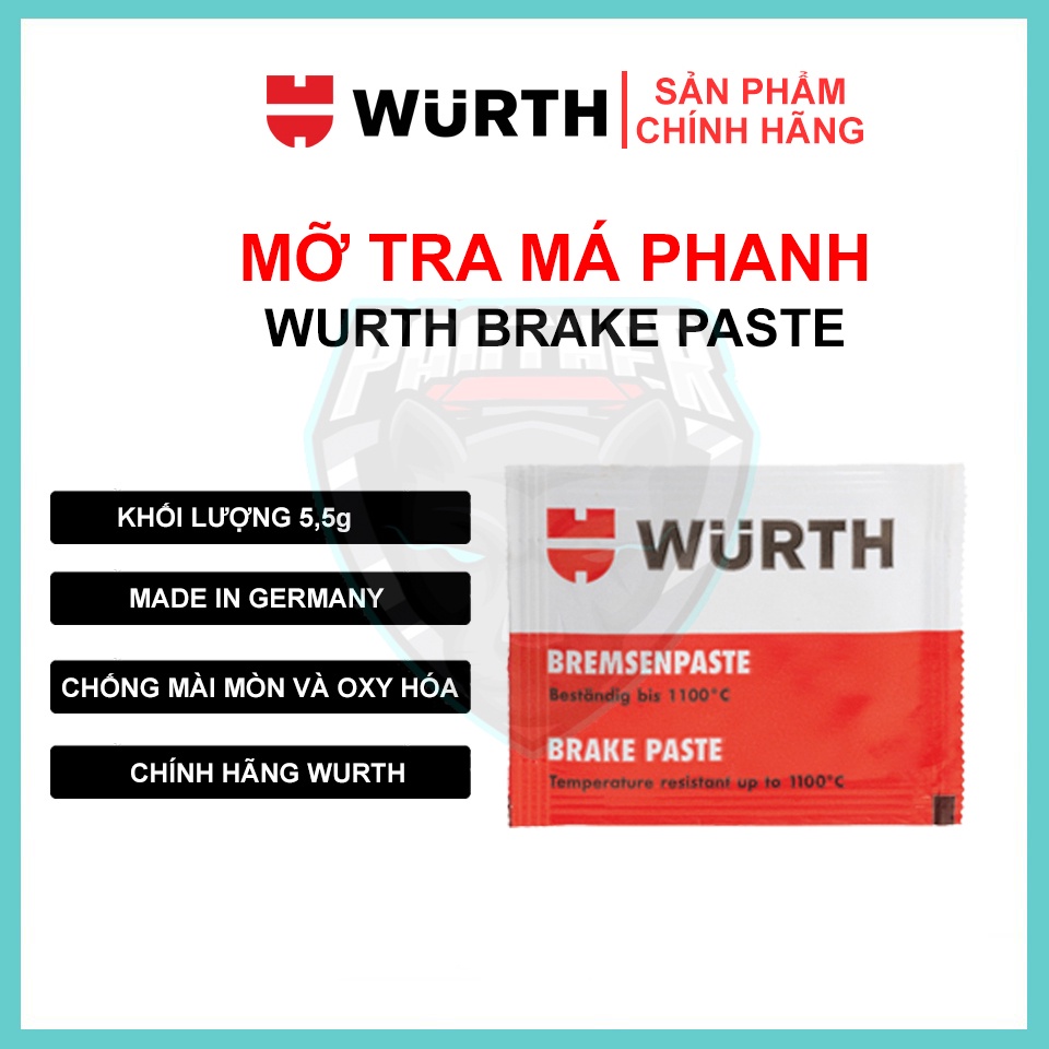 GÓI MỠ TRA MÁ PHANH WURTH BRAKE PASTE 5.5G VÀ BG 605BK