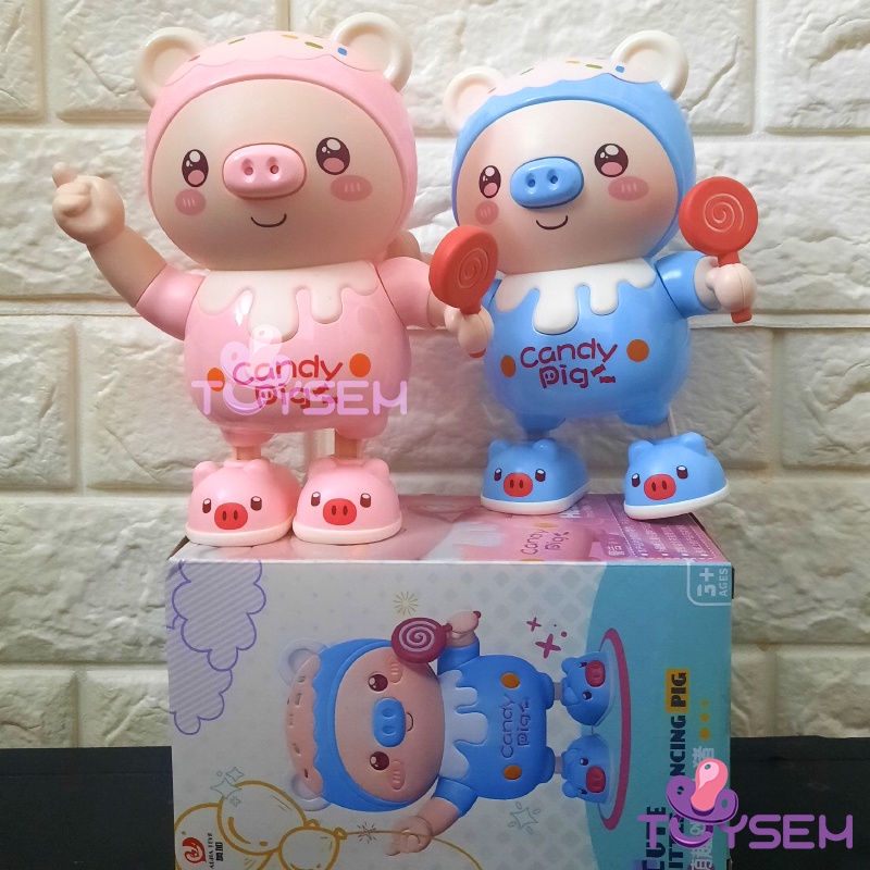 Đồ chơi heo cầm kẹo nhảy múa có đèn led - Quà tặng sinh nhật cho bé - Candy Pig