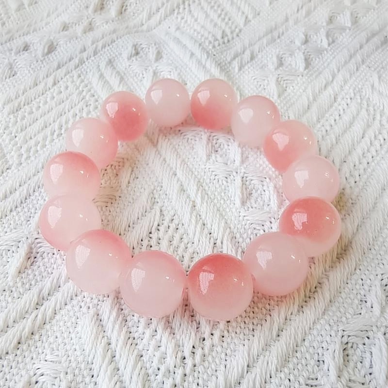 Vòng Tay Chuỗi Hạt Phật Giáo Màu Hồng Gradient Trong Suốt Dành Cho Học Sinh Nữ