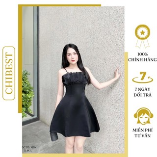 Đầm xoè 2 dây tapta xếp ly ngực phong cách bánh bèo sang trọng CHIBEST HDC215
