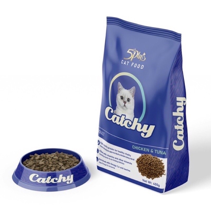 Catchy vị gà và cá ngừ hạt cho mèo trưởng thành túi 400g